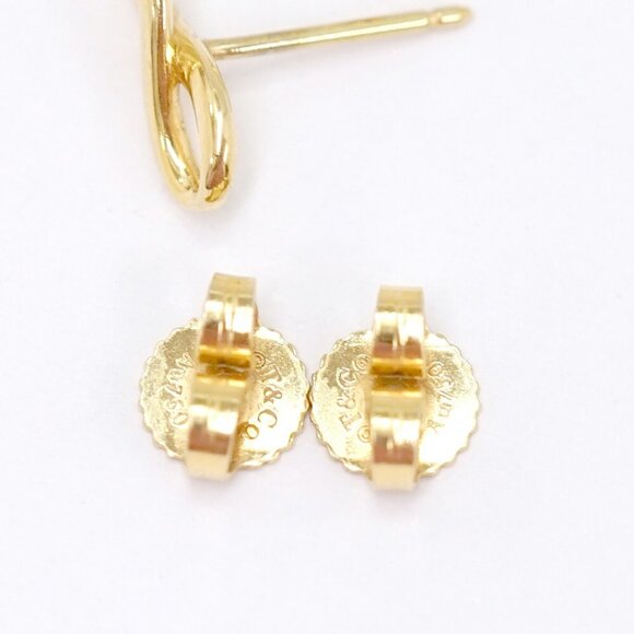 Tiffany & Co. Infinity Mini Stud Earrings 18K Yellow Gold 750 Auth w/Box - Picture 15 of 16